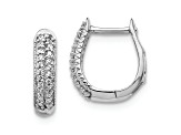 Rhodium Over 10k White Gold 1/2" Polished 0.14ctw Diamond Hinged Hoop Earrings