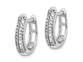 Rhodium Over 10k White Gold 1/2" Polished 0.14ctw Diamond Hinged Hoop Earrings