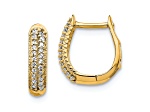 10k Yellow Gold 1/2" Polished 0.14ctw Diamond Hinged Hoop Earrings