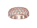 Round Cut Morganite Sterling Silver Multi-Row Pave Dome Ring 2.44Cttw