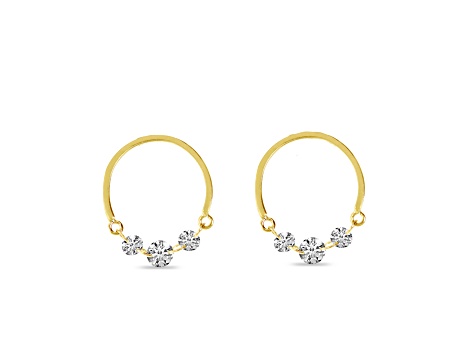 14K Yellow Gold Dashing Diamond Half Circle Front Hoop Earrings, 0.36 ctw.