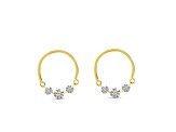 14K Yellow Gold Dashing Diamond Half Circle Front Hoop Earrings, 0.36 ctw.