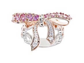 Pink Sapphire Rhodium & 18k Rose Gold Over Palladium Sterling Silver Two-Tone Ring 5.84ctw