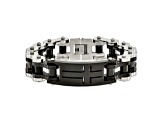 Stainless Steel Polished Black IP-plated Cross ID Bracelet