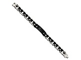 Stainless Steel Polished Black IP-plated Cross ID Bracelet