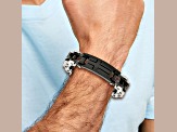 Stainless Steel Polished Black IP-plated Cross ID Bracelet