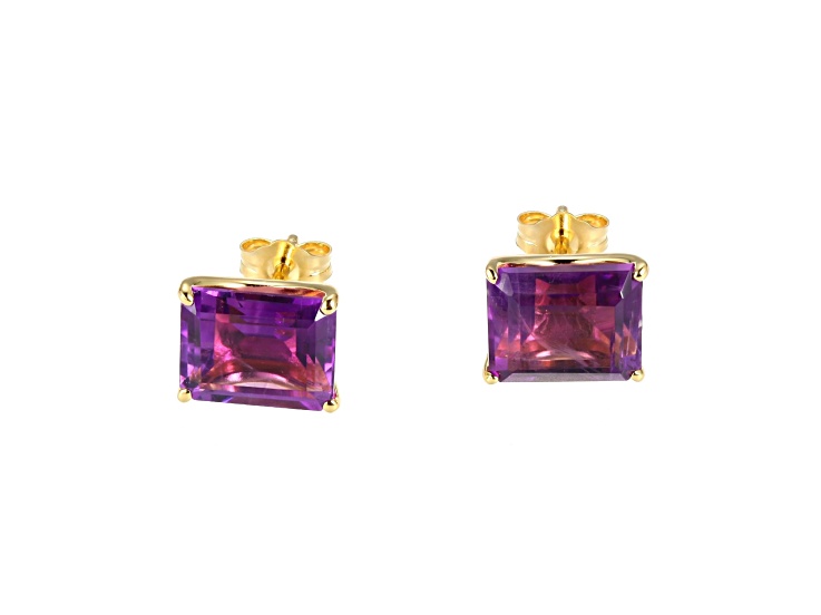 Purple Amethyst 18k Yellow Gold Over Sterling Silver Earrings