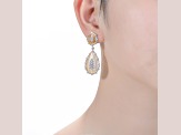 Clear Cubic Zirconia, Two-Tone, Rhodium and 14K Yellow Gold over Brass Pear-Shaped Drop Earrings