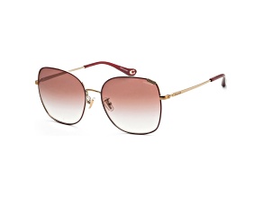 Coach Women's 57mm Shiny Rose Gold and Burgundy Sunglasses