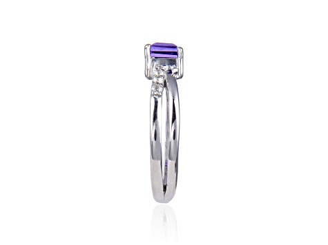 Square Amethyst with White Topaz Accents Sterling Silver Ring, 0.81ctw