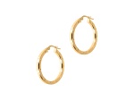 18K Yellow Gold Clad Over 925 Sterling Silver Diamond Cut 1" Round Hoop Earrings