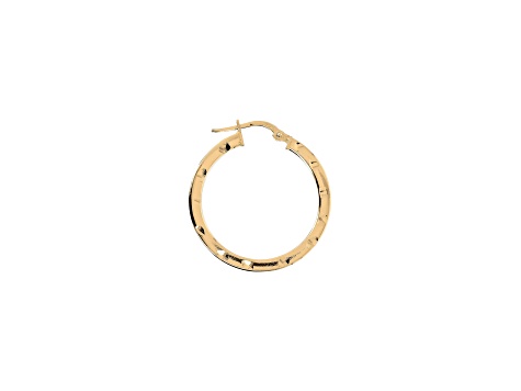 18K Yellow Gold Clad Over 925 Sterling Silver Diamond Cut 1" Round Hoop Earrings