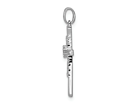 Rhodium Over 14k White Gold Diamond Cross Pendant