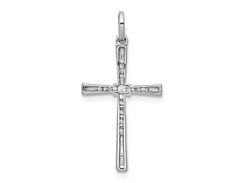 Rhodium Over 14k White Gold Diamond Cross Pendant