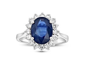 3.60ctw Sapphire and Diamond Ring in 14k White Gold