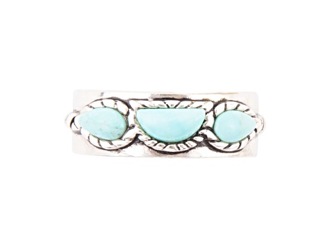 Barse Jewelry Blue Composite Turquoise Triple Stone Simplicity Sterling Silver Ring