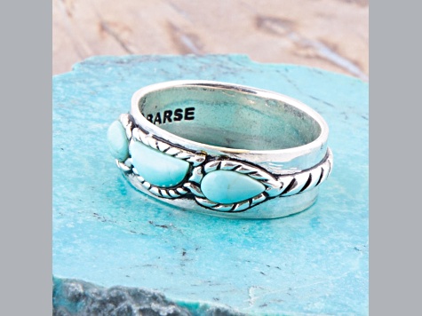 Barse Jewelry Blue Composite Turquoise Triple Stone Simplicity Sterling Silver Ring