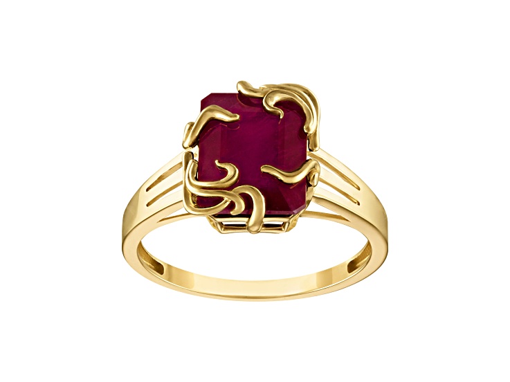 Octagon Mahaleo® Ruby 10K Yellow Gold Medusa Ring 4.88ctw