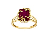 Octagon Ruby 10K Yellow Gold Medusa Ring 4.88ctw