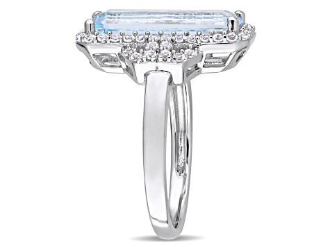 4.25ctw Sky Blue and White Topaz Halo Ring in Sterling Silver