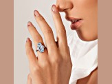 4.25ctw Sky Blue and White Topaz Halo Ring in Sterling Silver