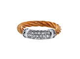 Diamond in Stainless Steel and 18K White Gold Band Ring