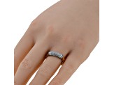 Diamond in Stainless Steel and 18K White Gold Band Ring