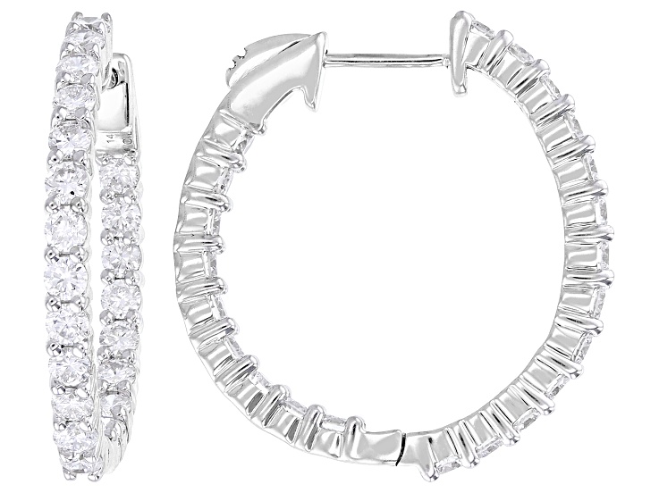White Lab-Grown Diamond 14k White Gold inside-out Hoop Earrings 2.00ctw