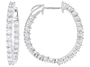 White Lab-Grown Diamond 14k White Gold inside-out Hoop Earrings 2.00ctw