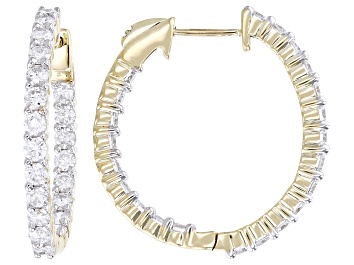 Picture of White Lab-Grown Diamond 14k Yellow Gold Inside-out Hoop Earrings 2.00ctw