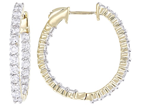 White Lab-Grown Diamond 14k Yellow Gold Inside-out Hoop Earrings 2.00ctw