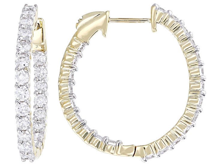 White Lab-Grown Diamond 14k Yellow Gold Inside-out Hoop Earrings 2.00ctw