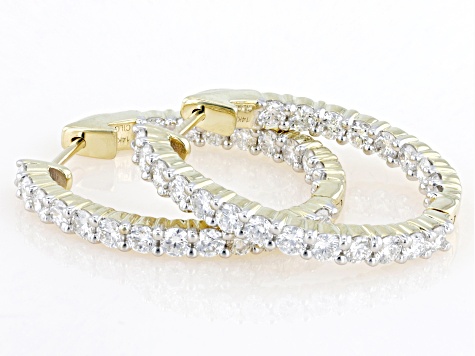 White Lab-Grown Diamond 14k Yellow Gold Inside-out Hoop Earrings 2.00ctw