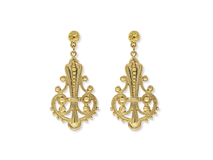 1928 Jewelry Gold Tone Large Filigree Drop Post Earrings