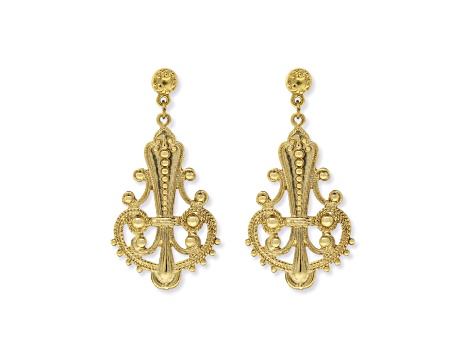 1928 Jewelry Gold Tone Large Filigree Drop Post Earrings