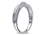 Diamond Accent Rhodium Over Sterling Silver Crossover Ring 0.06ctw