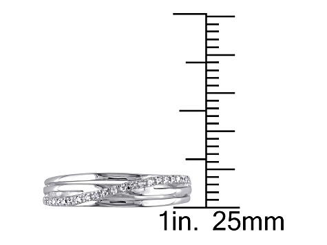 Diamond Accent Rhodium Over Sterling Silver Crossover Ring 0.06ctw