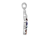 Rhodium Over Sterling Silver Multi-Color Crystal Seahorse Pendant