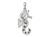 Rhodium Over Sterling Silver Multi-Color Crystal Seahorse Pendant