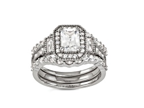 Lab Created White Sapphire Sterling Silver Bridal Ring Set 5.36ctw
