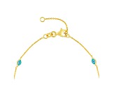 14K Yellow Gold 2.75mm Enamel Evil Eye Station Bracelet 7.25 inch