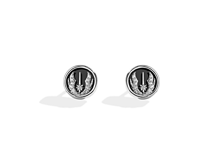 Star Wars™ Fine Jewelry The Jedi™ Order Diamond & Black Onyx Rhodium Over Silver Earrings 0.10ctw