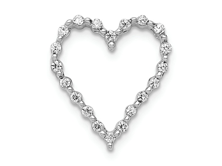 Rhodium Over 14k White Gold Diamond Heart Chain Slide Pendant