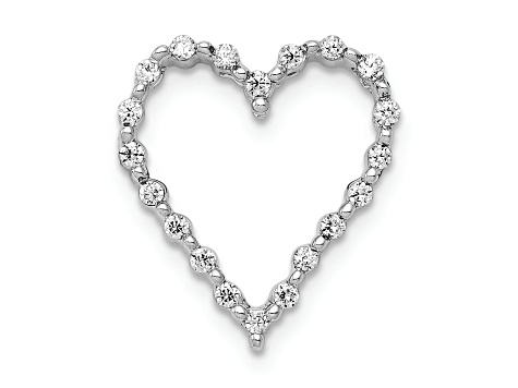 Rhodium Over 14k White Gold Diamond Heart Chain Slide Pendant