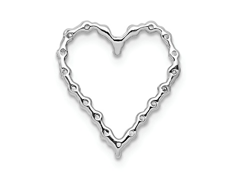 Rhodium Over 14k White Gold Diamond Heart Chain Slide Pendant