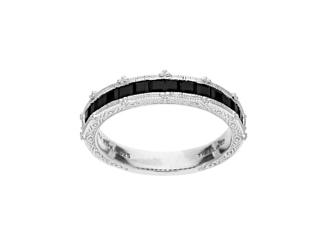 Judith Ripka 0.8ctw Black Spinel Rhodium Over Sterling Silver Ring