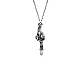 1928 Jewelry Antiqued Pewter Cat Whistle Pendant Necklace