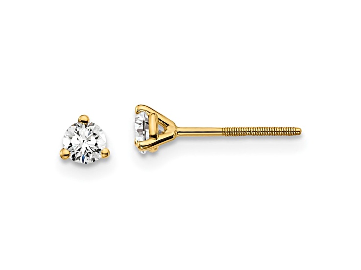 14K Yellow Gold Lab Grown Diamond 1/4ctw VS/SI GH Screw Back 3-Prong Earrings