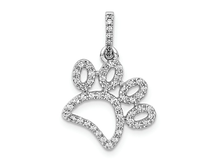 Rhodium Over 14K White Gold 1/4ct. Diamond Paw Print Pendant