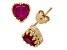 Lab Created Ruby 14K Yellow Gold Over Sterling Silver Heart Earrings 2.00ctw